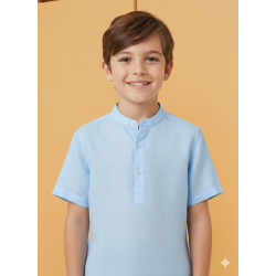 Camisa de Lino Celeste